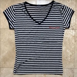 NWOT Venezia Blue and White Striped Fitted Short Sleeve Tee
